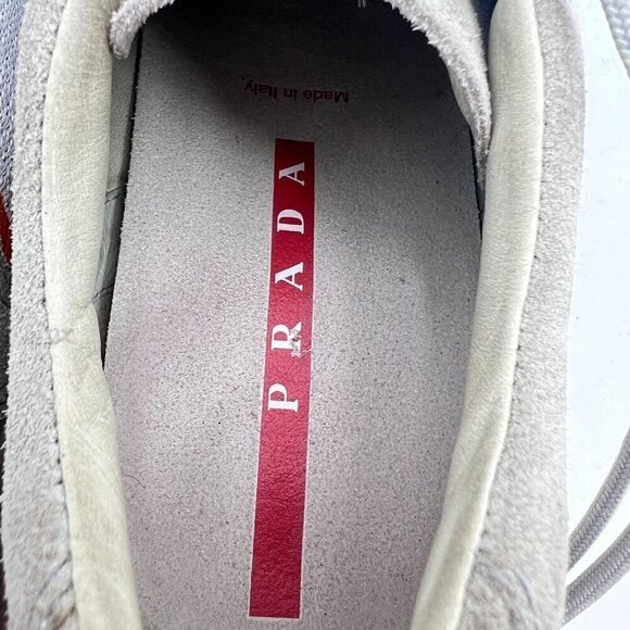Prada Women Size EU 36.5 US 6.5 Silver Grey Orange Suede Lace Up Shoes - Picture 12 of 14